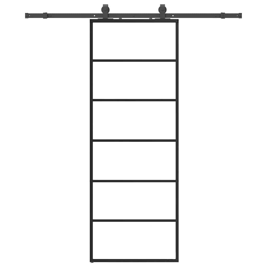 Vidaxl schuifdeur met beslagset 76x205 cm esg glas zwart