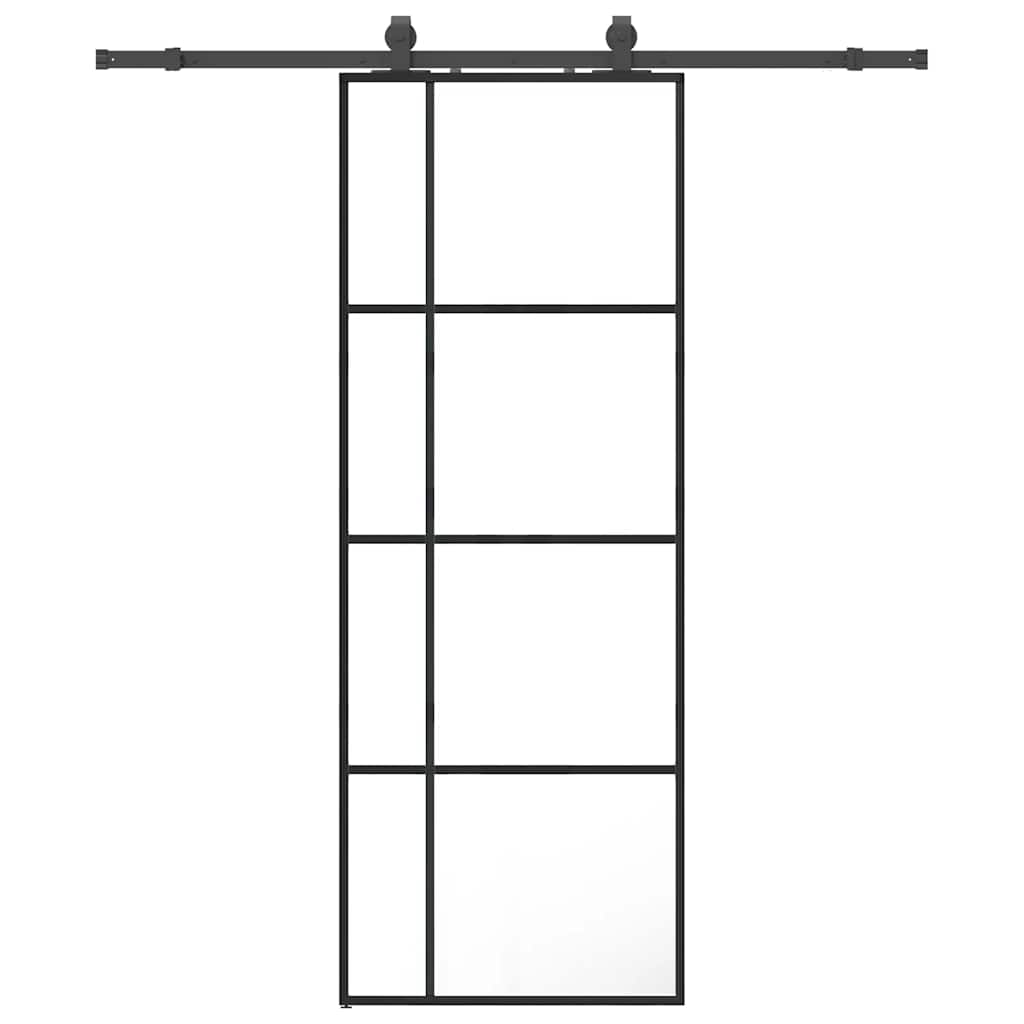 Vidaxl schuifdeur met beslagset 76x205 cm esg glas zwart