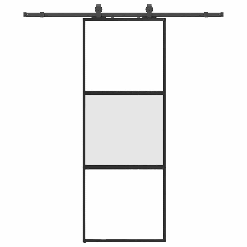 Vidaxl schuifdeur met beslagset 76x205 cm gehard glas zwart