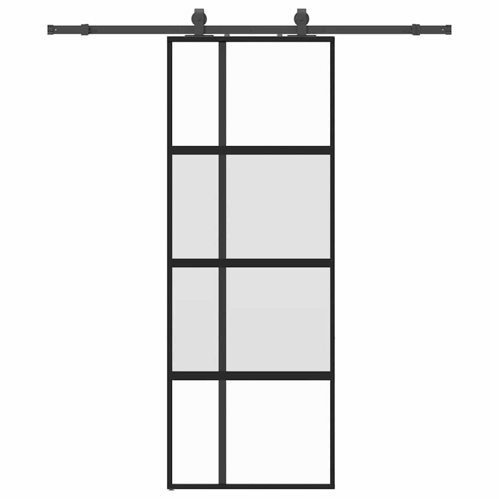 Vidaxl schuifdeur met beslagset 76x205 cm gehard glas zwart