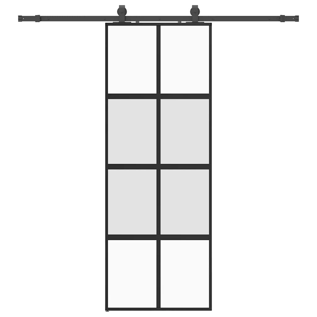 Vidaxl schuifdeur met beslagset 76x205 cm gehard glas zwart