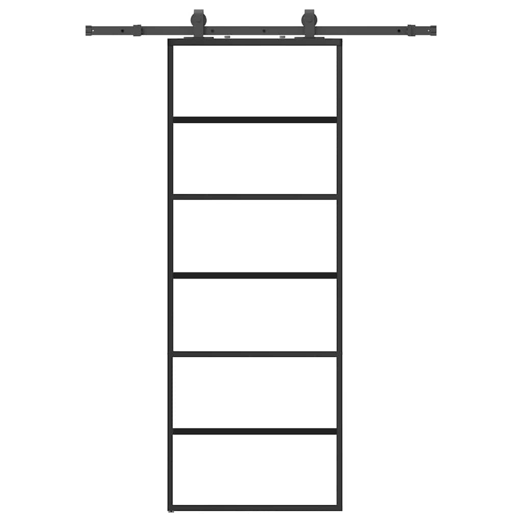 Vidaxl schuifdeur met beslagset 76x205 cm esg glas zwart