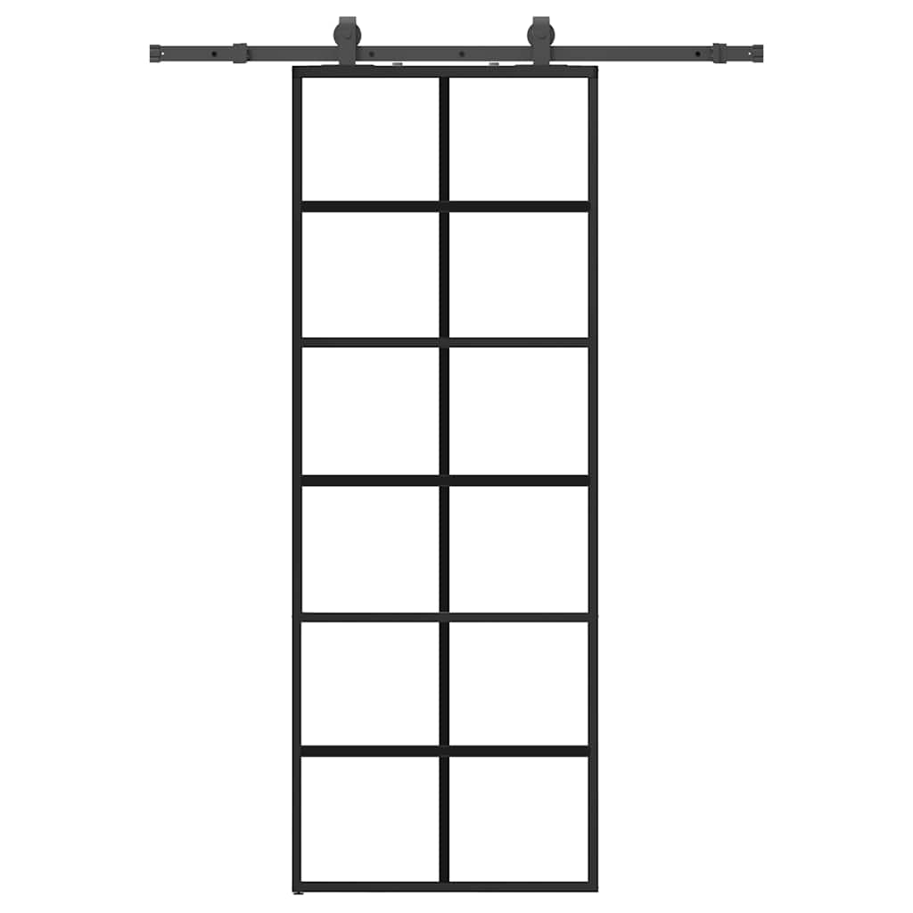 Vidaxl schuifdeur met beslagset 76x205 cm esg glas zwart