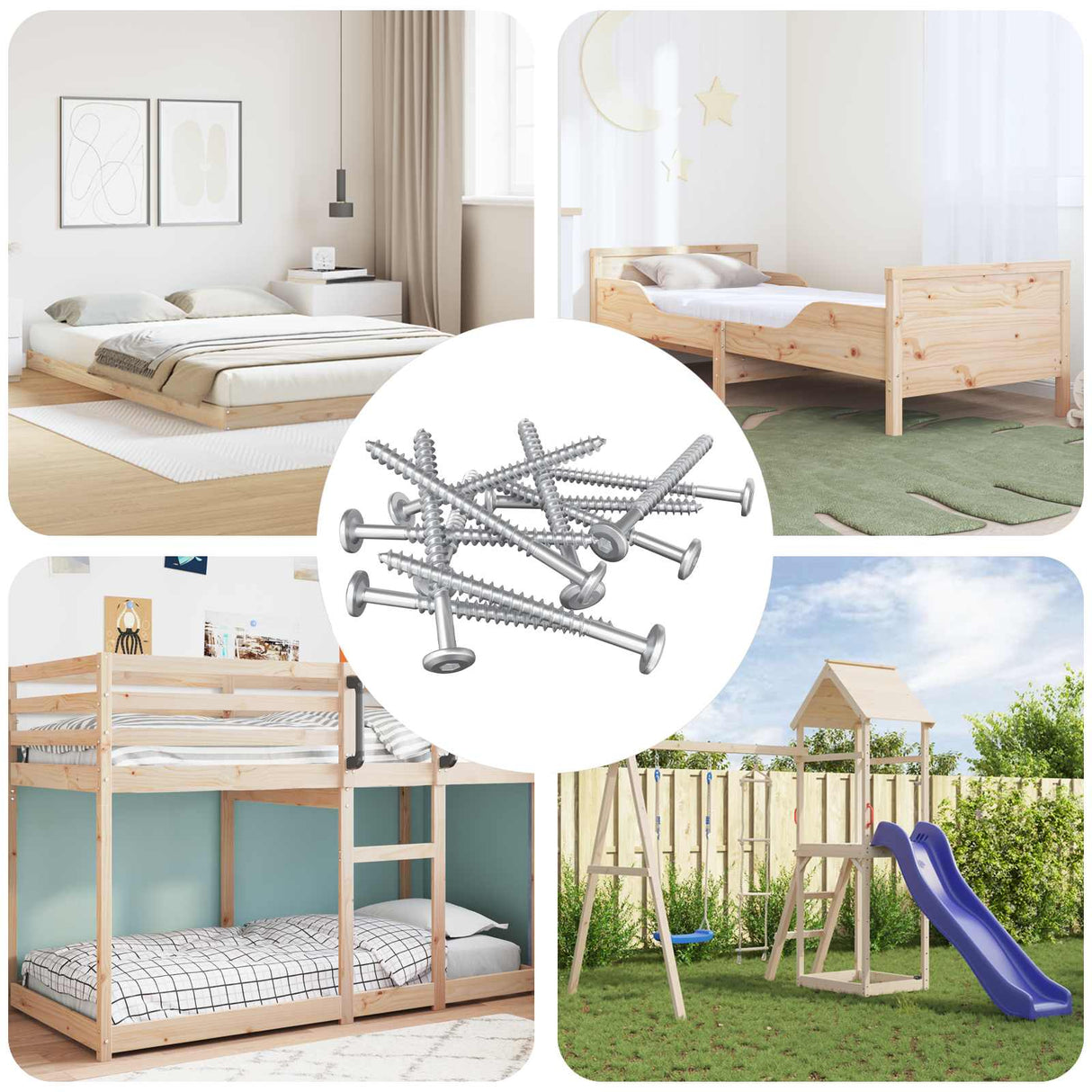 Vidaxl houten schroeven 12 pcs zilver m6 x 70 mm staal
