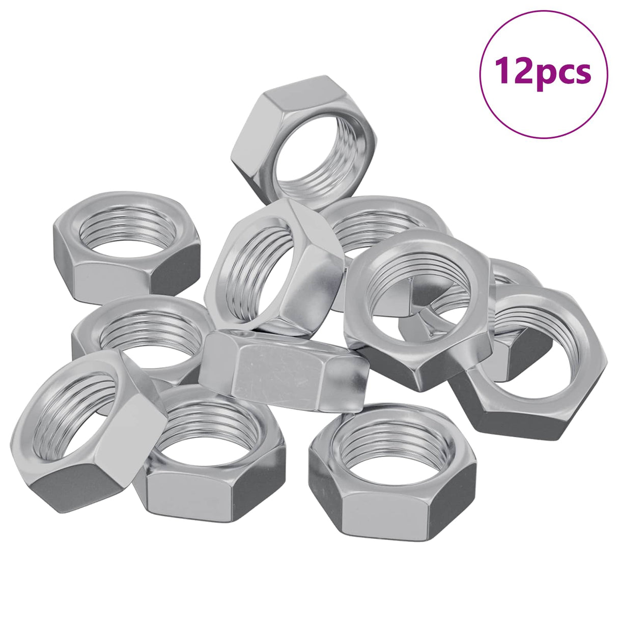 Vidaxl zeshoekige moeren 12 pcs zilver m6 ijzer