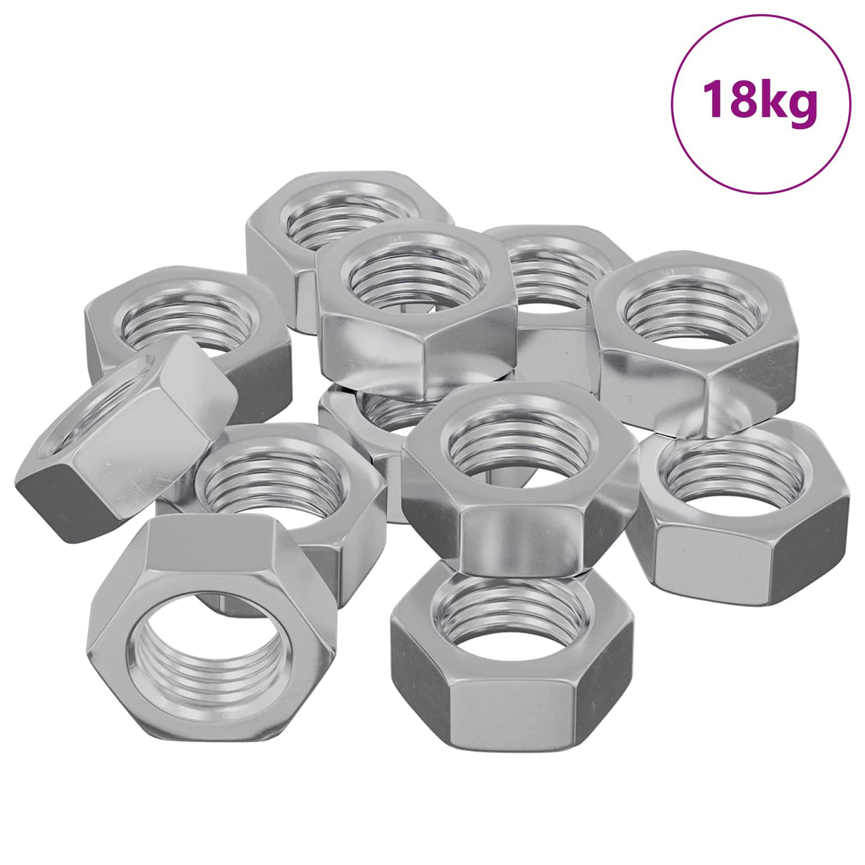 Vidaxl zeshoekige moer 9000 pcs zilver ijzer