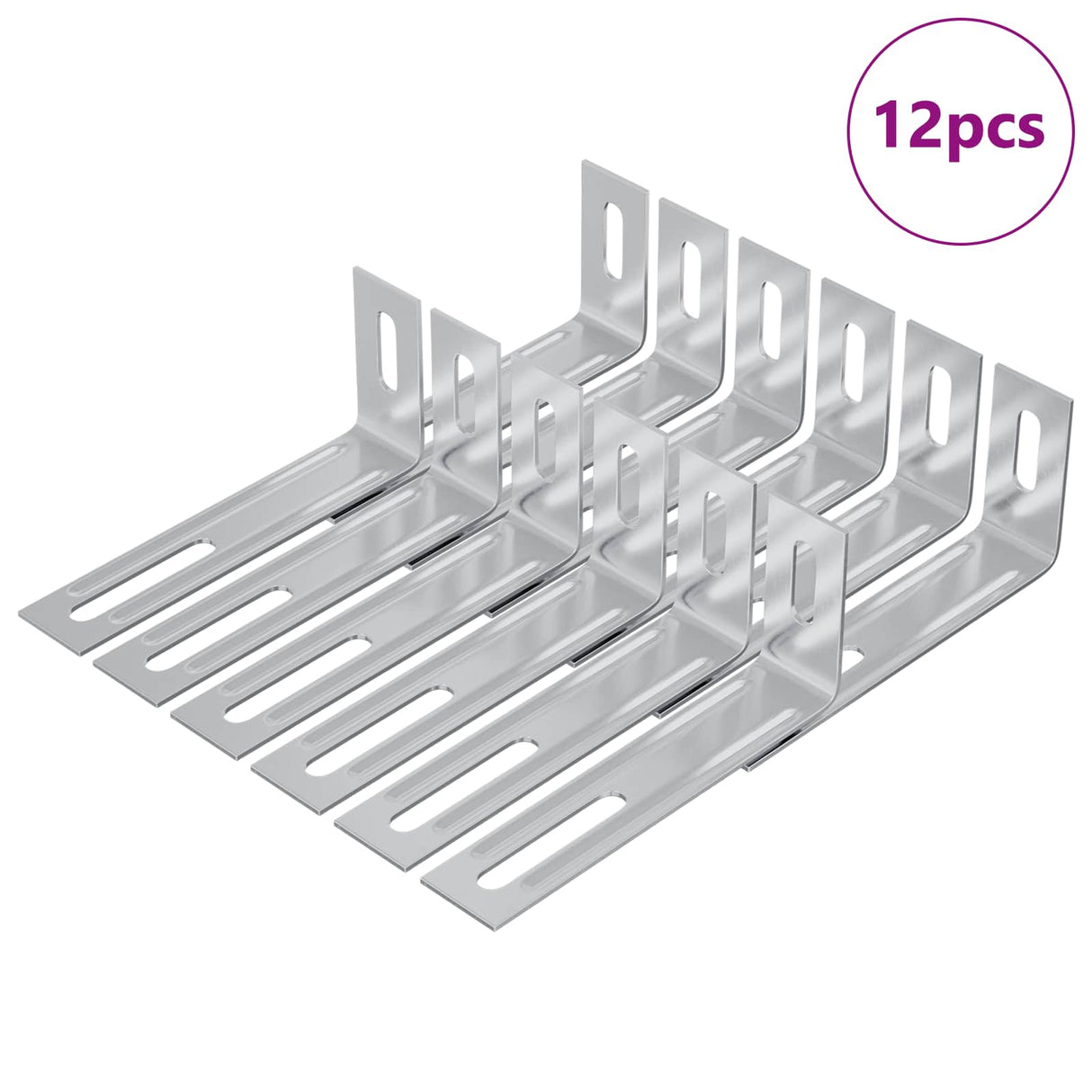 Vidaxl anti tip beugel effen 12 pcs zilver 74,5 x 15 x 32 mm ijzer