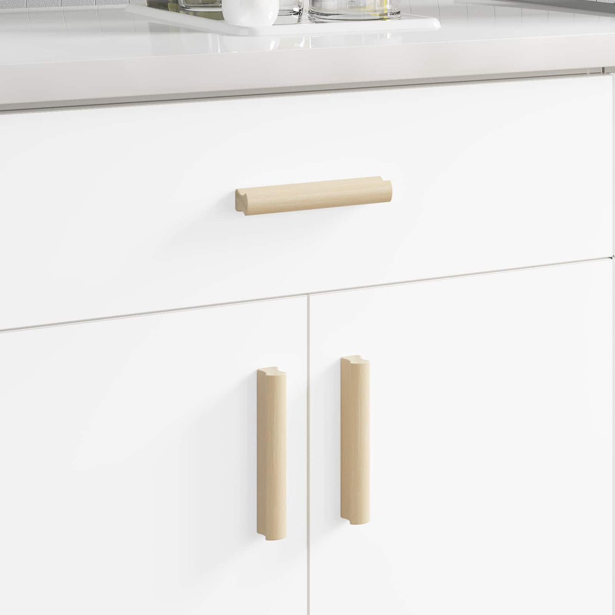 Vidaxl rechthoekige handgreep 2 pcs natuurlijke houtkleur