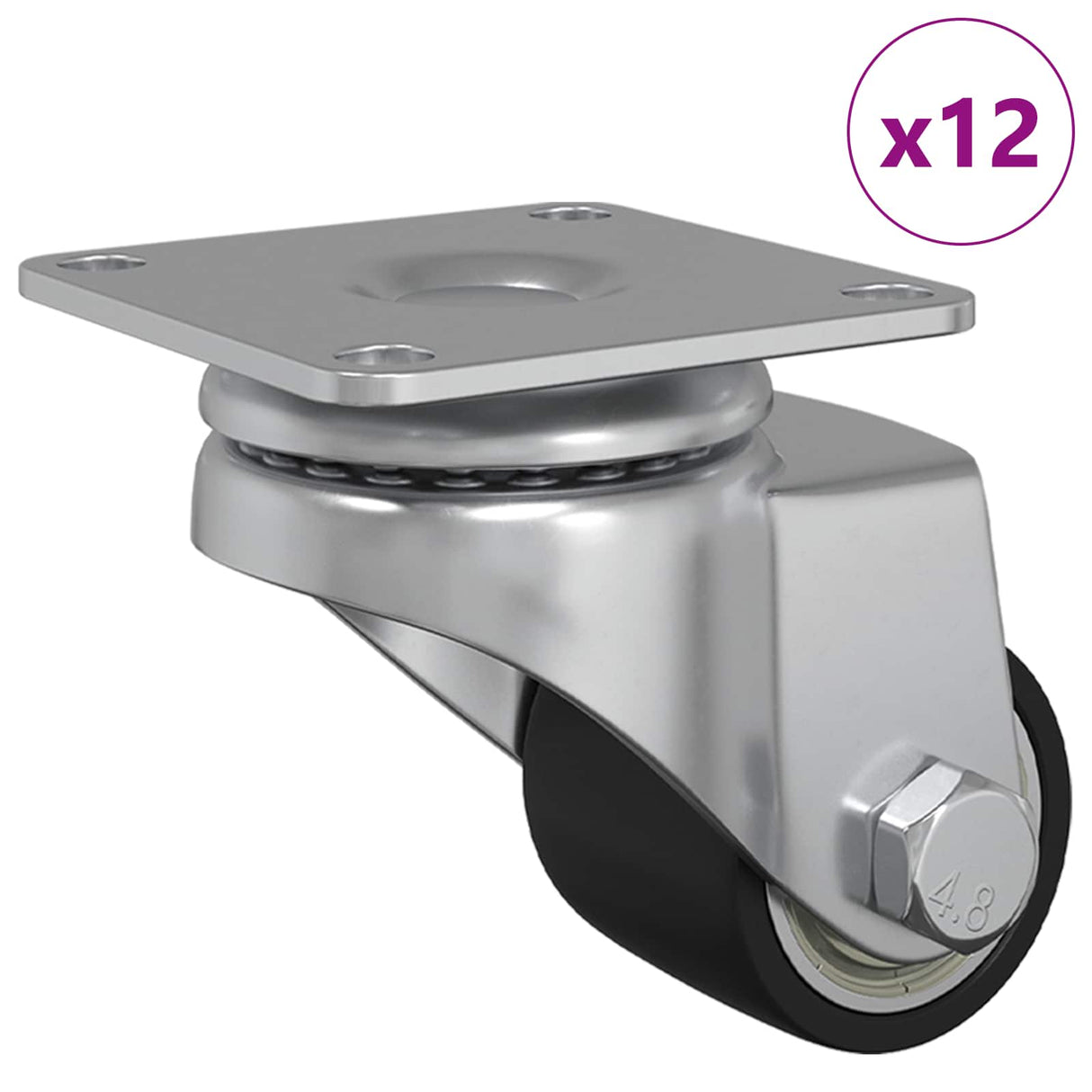 Vidaxl caster 12 pcs zilver 44,1 x 44,1 x 1,95 mm nylon