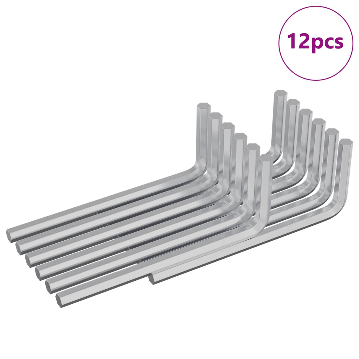 Vidaxl zeskantsleutel 12 pcs zilver 32 x 86 mm staal