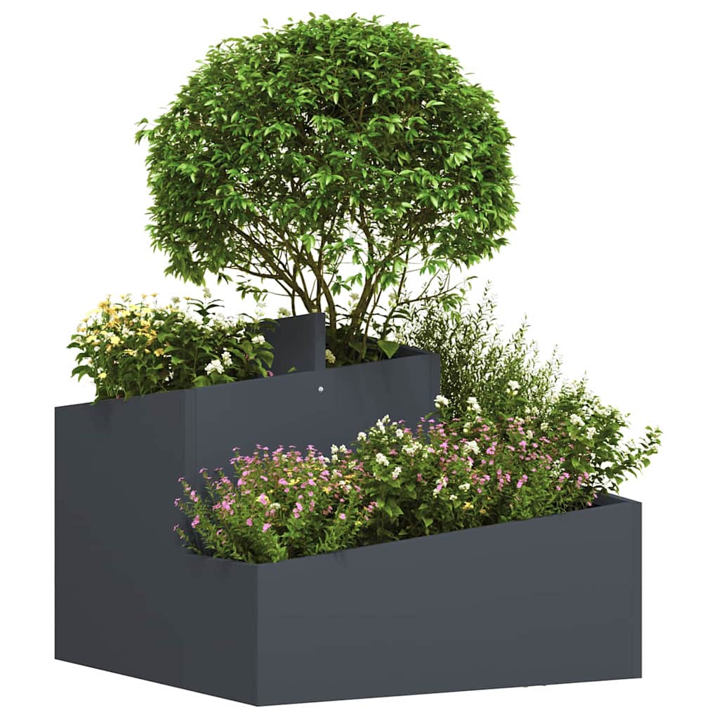Vidaxl tuin bloempot antraciet 60 x 60 x 50 cm koudgewalst staal