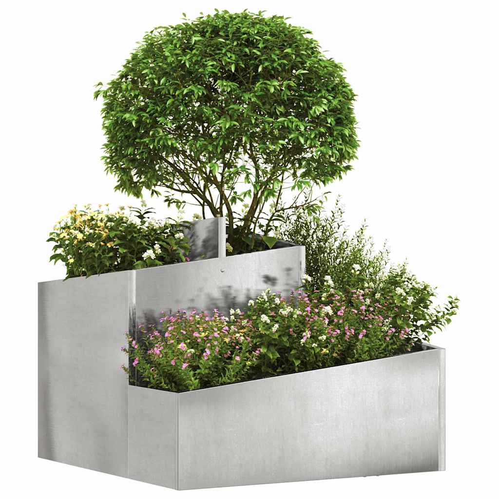 Vidaxl tuin bloempot zilver 60 x 60 x 50 cm roestvrij staal