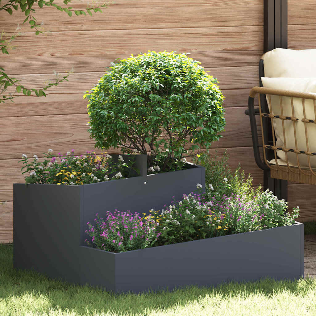 Vidaxl tuin bloempot antraciet 80 x 80 x 50 cm koudgewalst staal