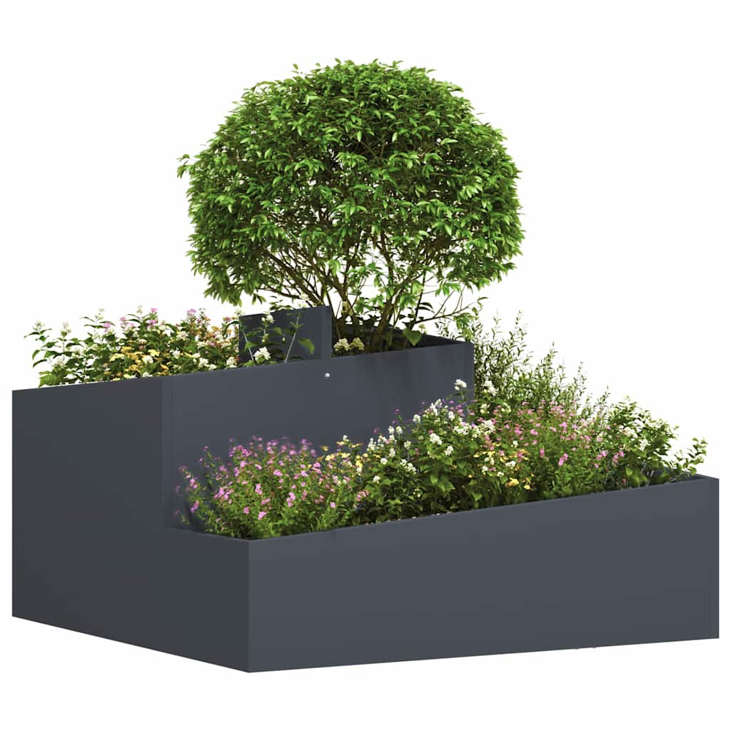 Vidaxl tuin bloempot antraciet 80 x 80 x 50 cm koudgewalst staal