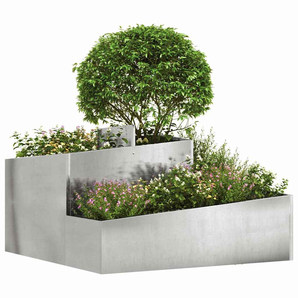Vidaxl tuin bloempot zilver 80 x 80 x 50 cm roestvrij staal