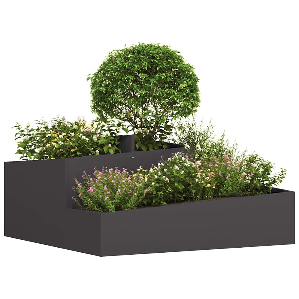 Vidaxl tuin bloempot zwart 100 x 100 x 50 cm koudgewalst staal