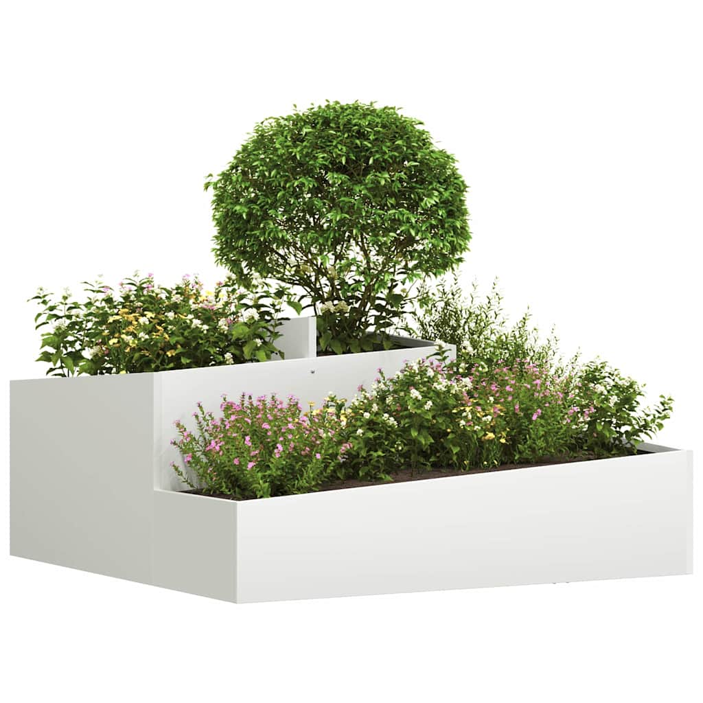 Vidaxl tuin bloempot wit 100 x 100 x 50 cm koudgewalst staal