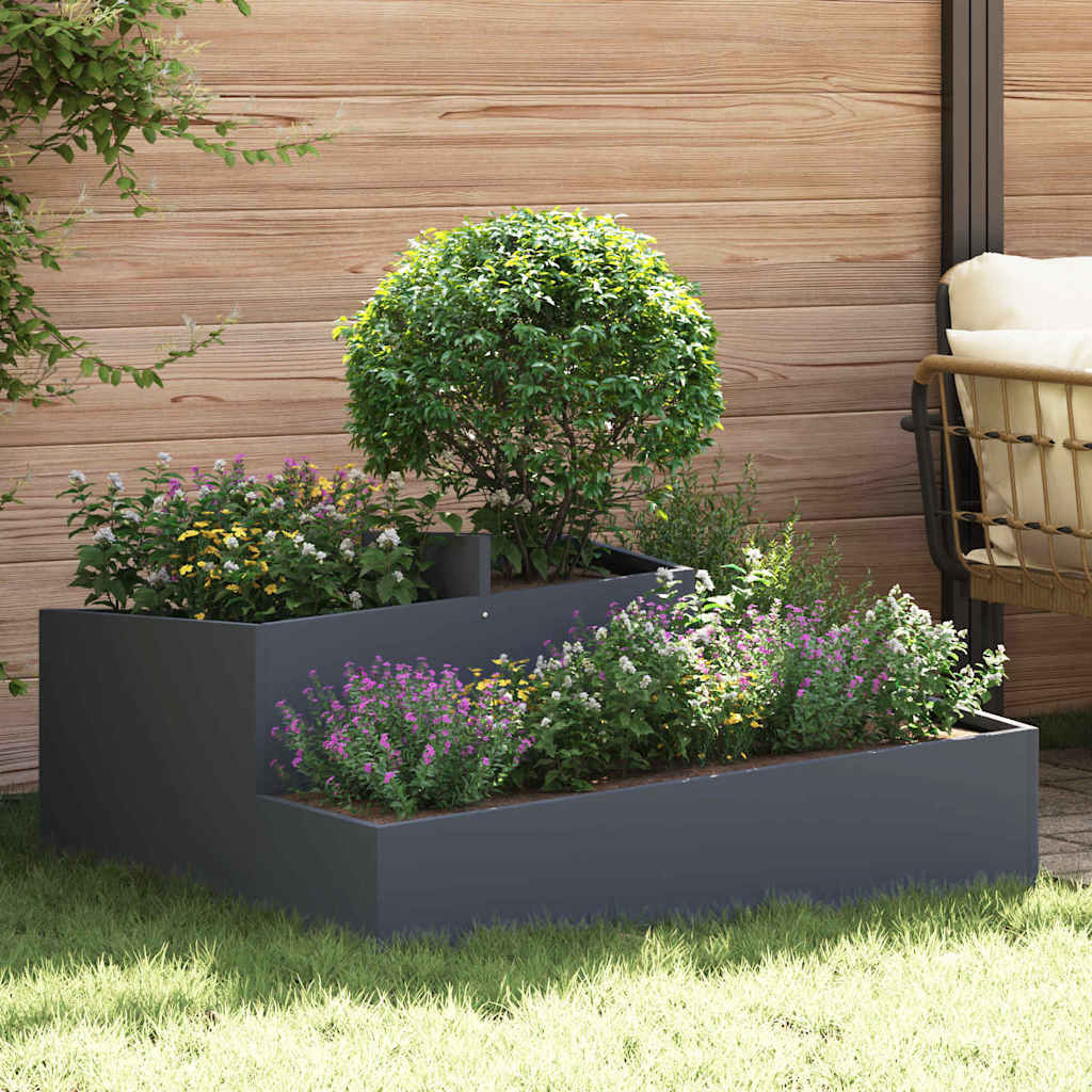 Vidaxl tuin bloempot antraciet 100 x 100 x 50 cm koudgewalst staal