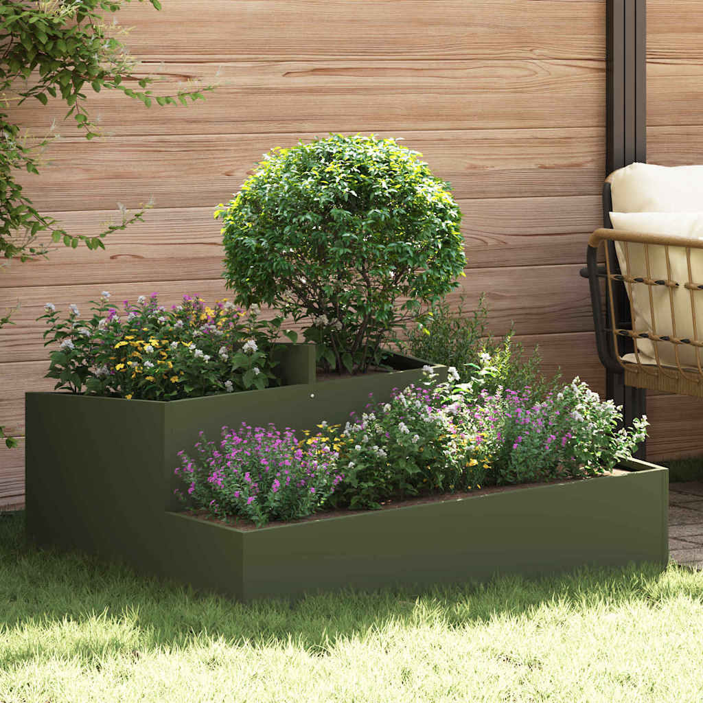 Vidaxl tuin bloempot olijf groen 100 x 100 x 50 cm koudgewalst staal