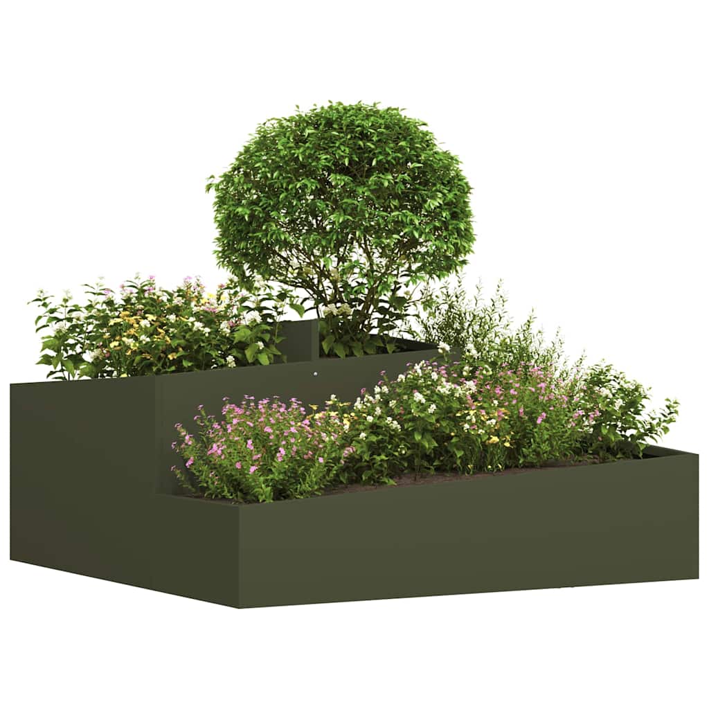 Vidaxl tuin bloempot olijf groen 100 x 100 x 50 cm koudgewalst staal