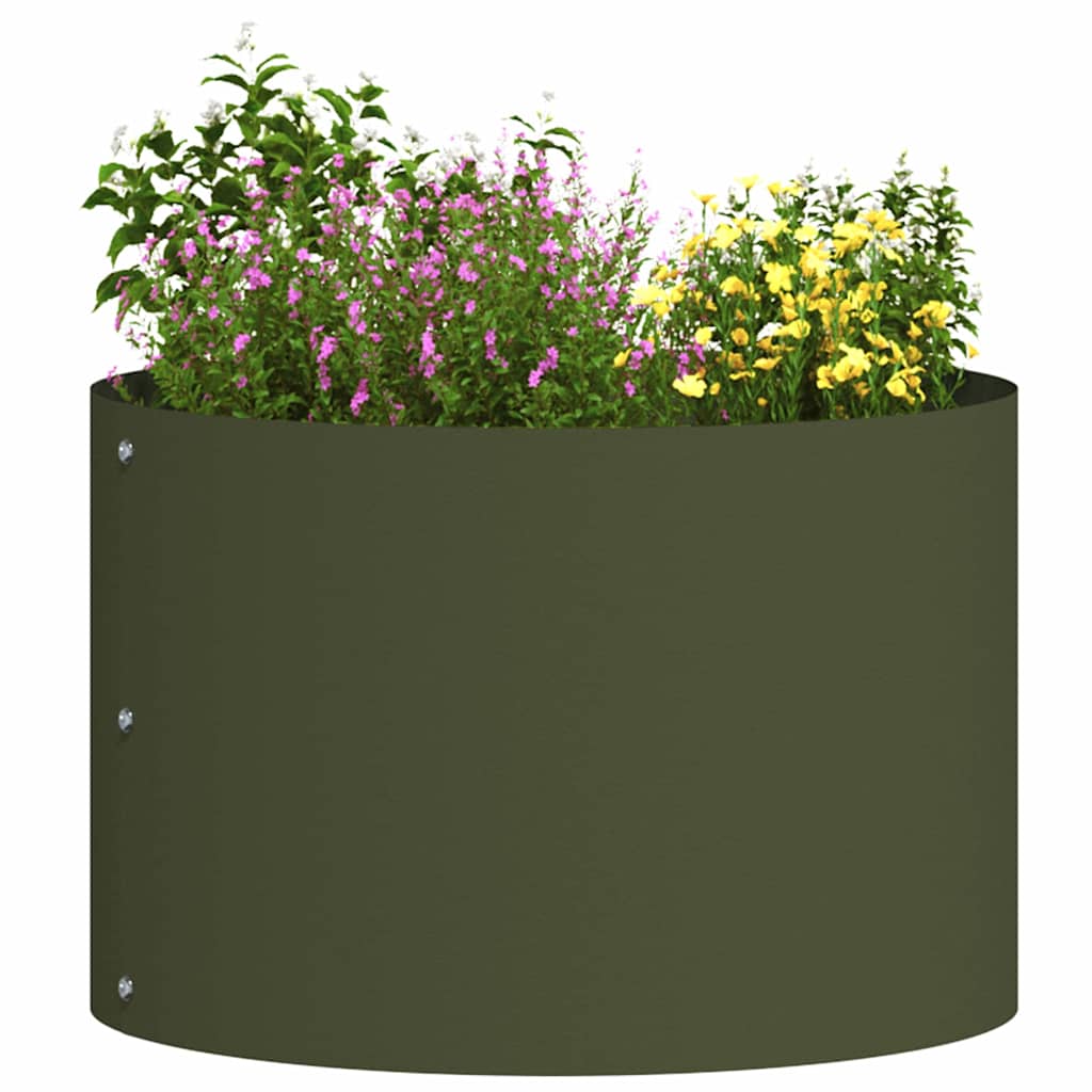 Vidaxl plantenring olijf groen 30 x 30 x 20 cm koudgewalst staal