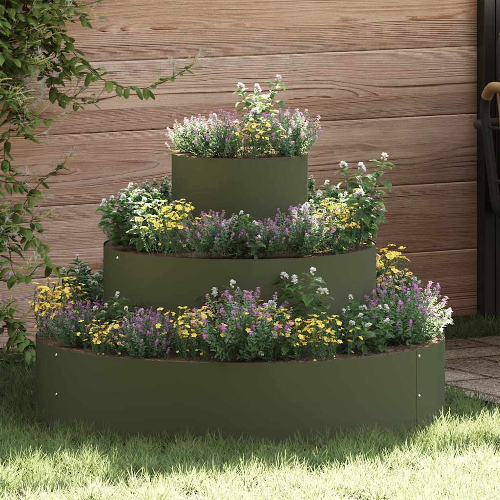 Vidaxl tuin bloempot olijf groen 90 x 90 x 20 cm koudgewalst staal