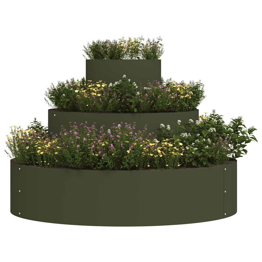 Vidaxl tuin bloempot olijf groen 90 x 90 x 20 cm koudgewalst staal
