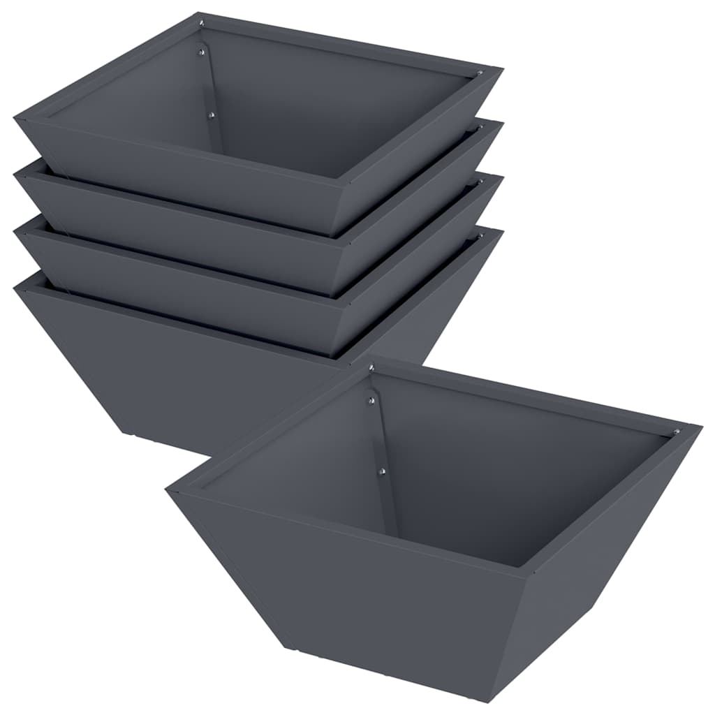Vidaxl tuin bloempot 5 pcs antraciet 35 x 35 x 15 cm koudgewalst staal