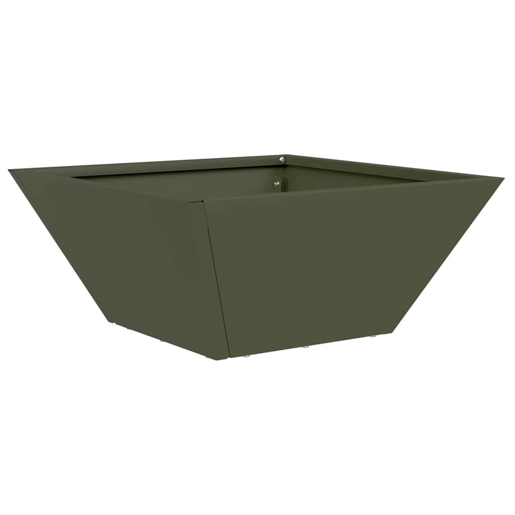 Vidaxl tuin bloempot olijf groen 35 x 35 x 15 cm koudgewalst staal