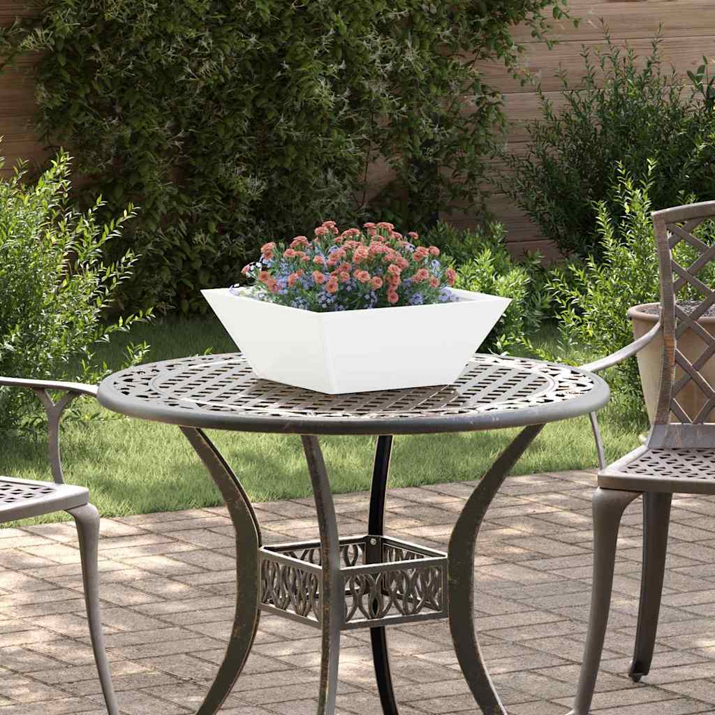 Vidaxl tuin bloempot wit 40 x 40 x 15 cm koudgewalst staal
