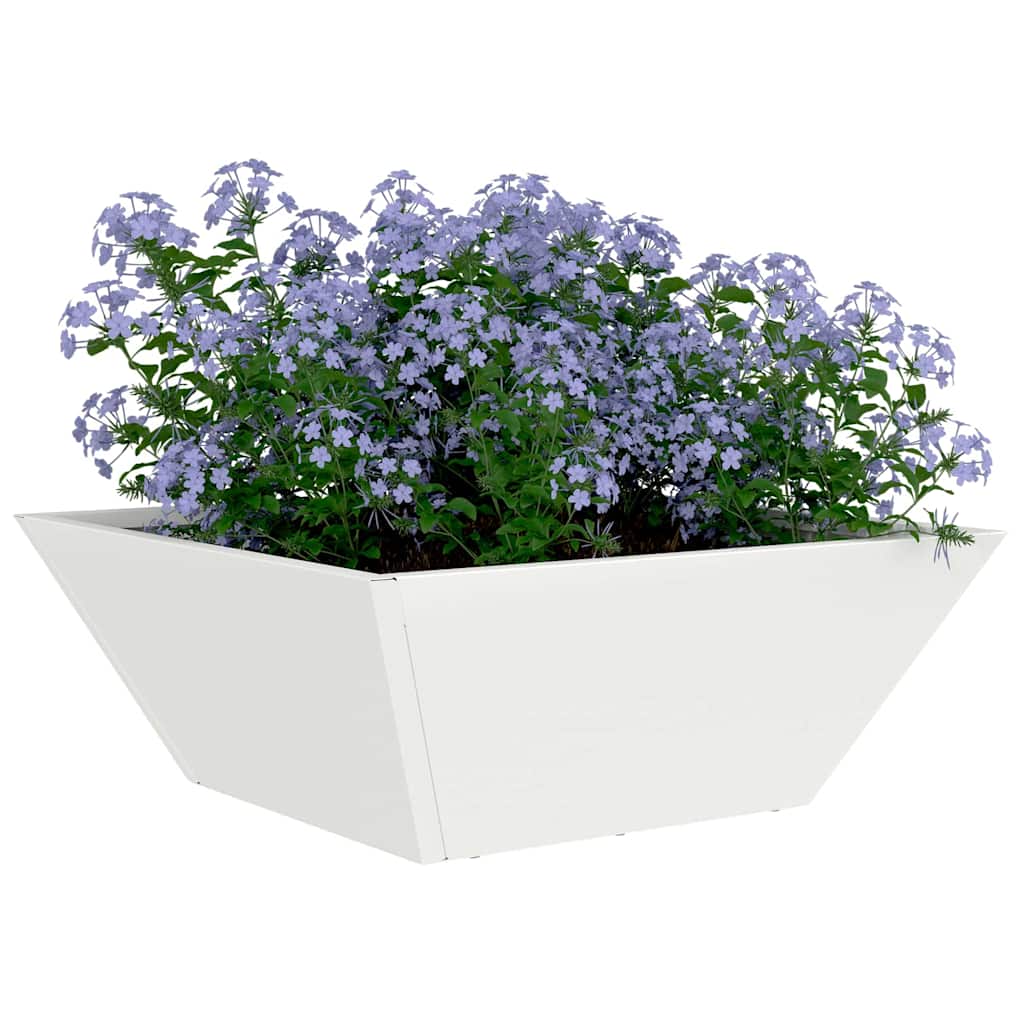 Vidaxl tuin bloempot wit 40 x 40 x 15 cm koudgewalst staal
