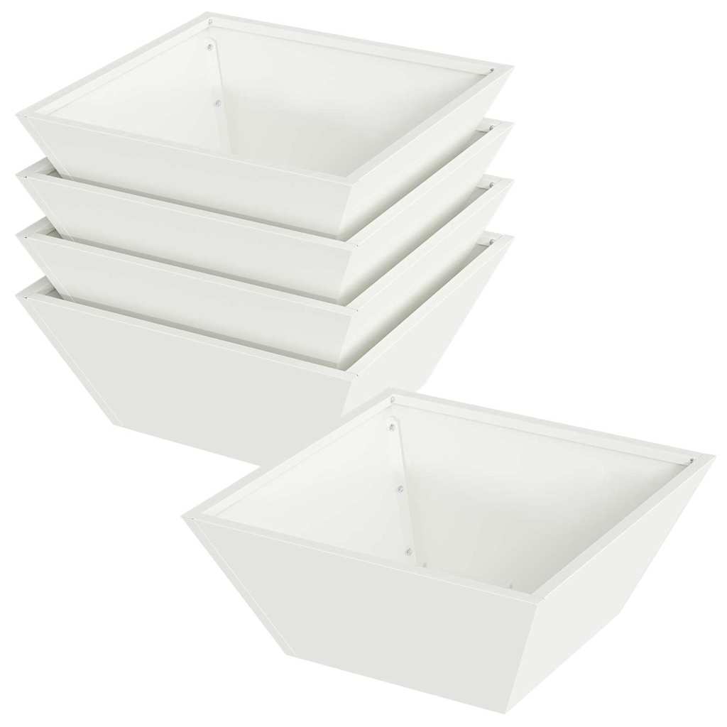 Vidaxl tuin bloempot 5 pcs wit 40 x 40 x 15 cm koudgewalst staal