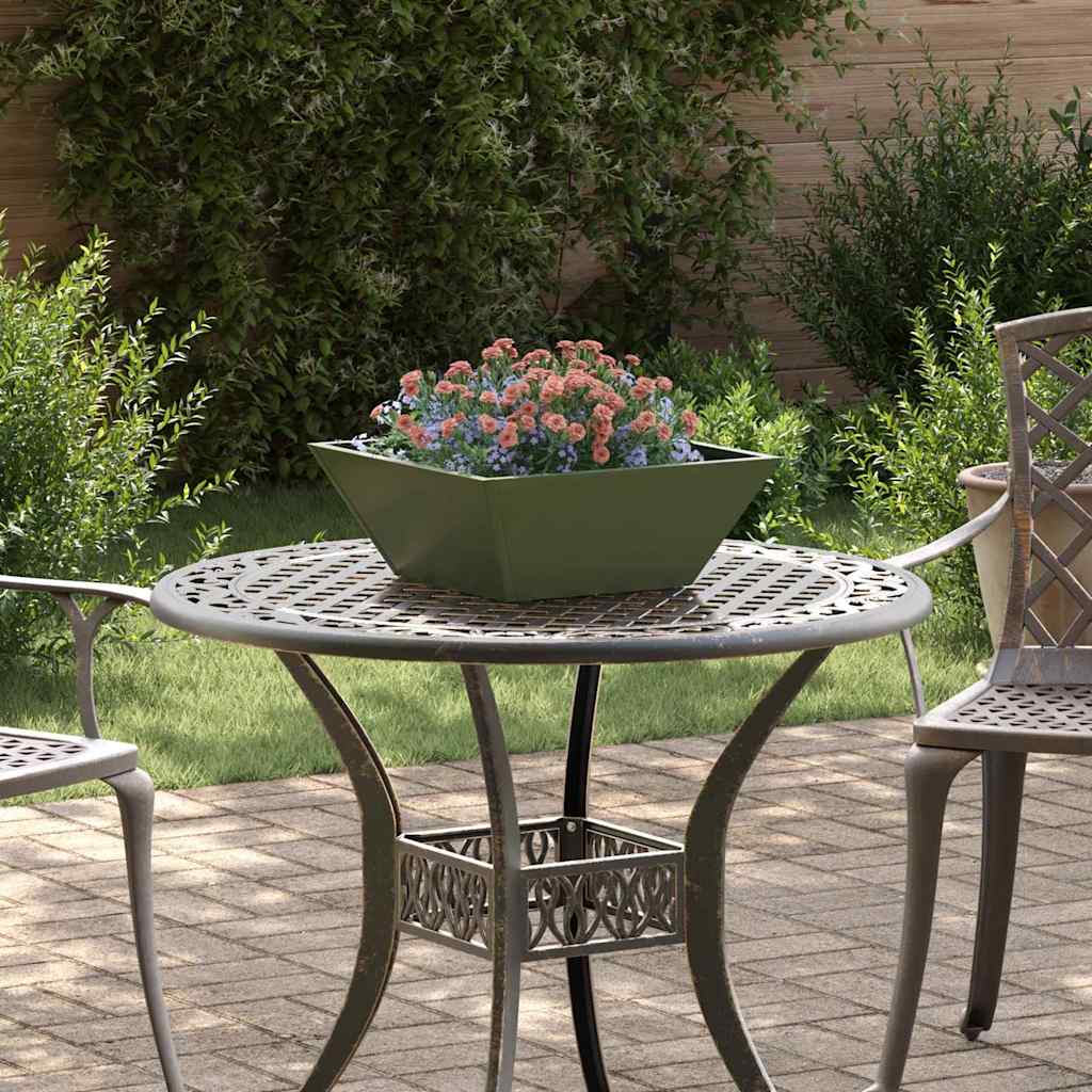 Vidaxl tuin bloempot olijf groen 40 x 40 x 15 cm koudgewalst staal