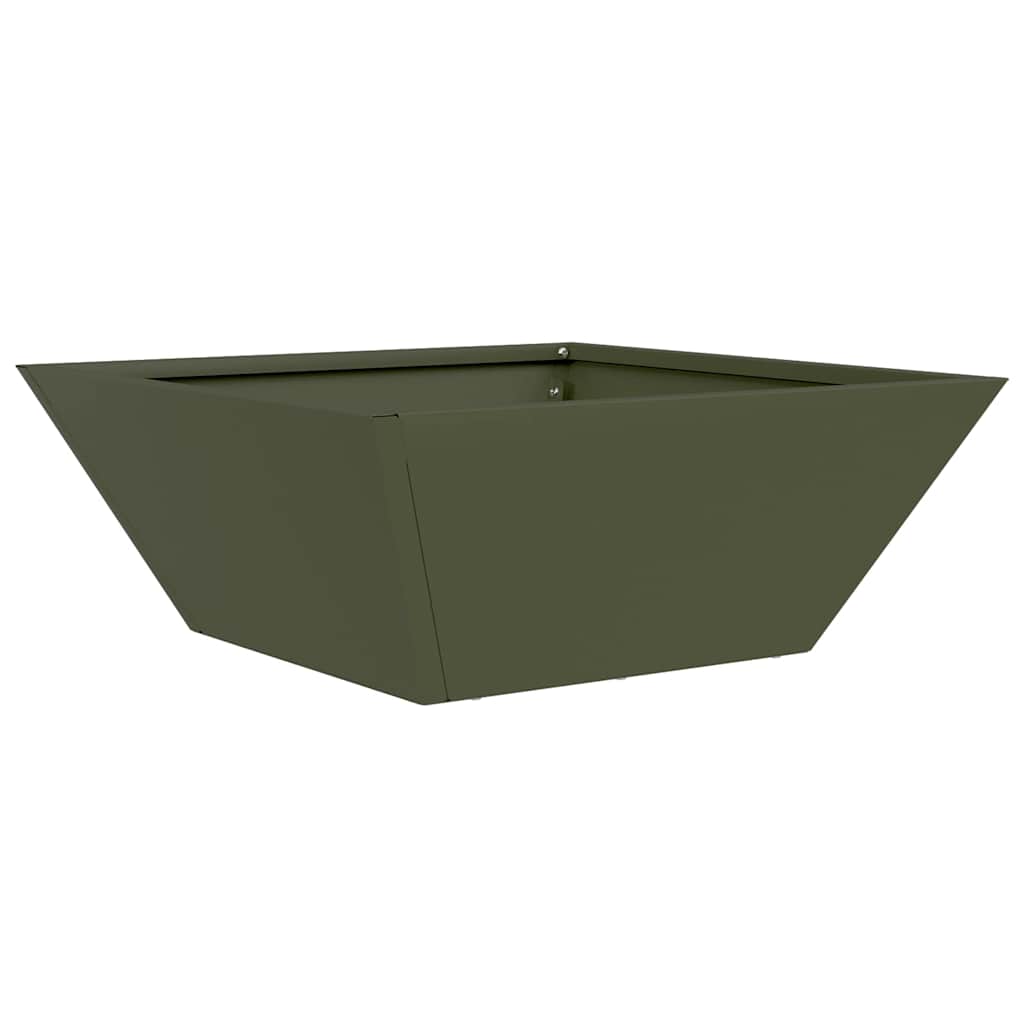 Vidaxl tuin bloempot olijf groen 40 x 40 x 15 cm koudgewalst staal