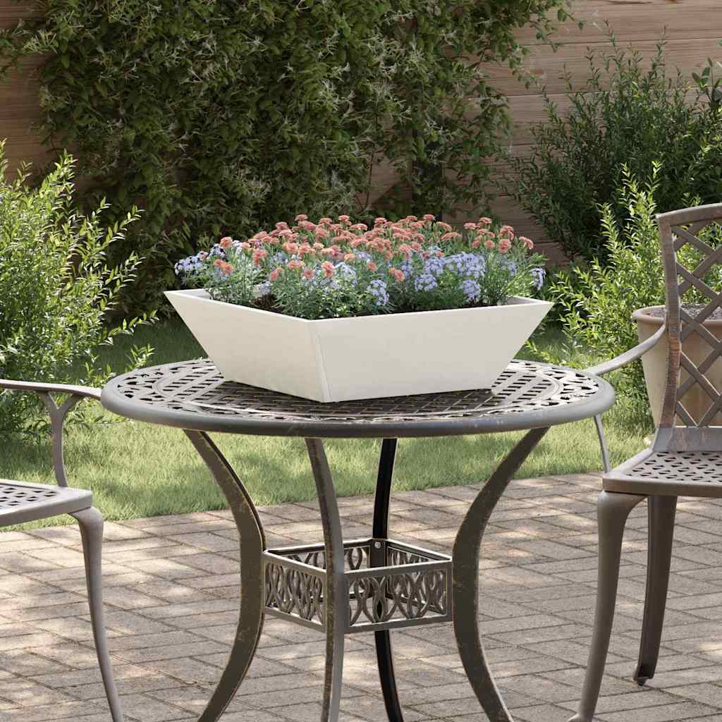 Vidaxl tuin bloempot wit 50 x 50 x 15 cm koudgewalst staal