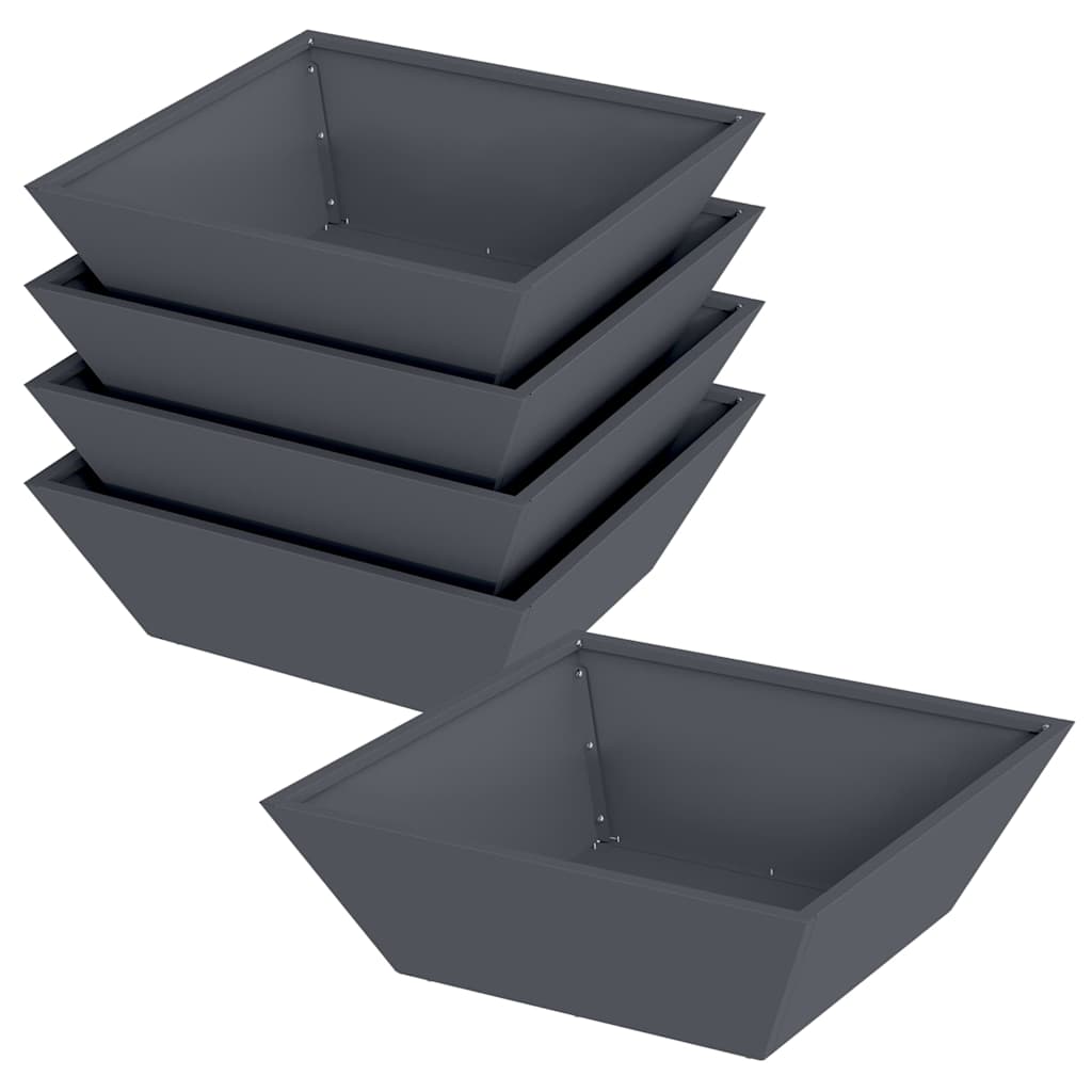 Vidaxl tuin bloempot 5 pcs antraciet 50 x 50 x 15 cm koudgewalst staal
