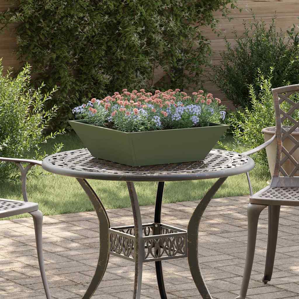 Vidaxl tuin bloempot olijf groen 50 x 50 x 15 cm koudgewalst staal