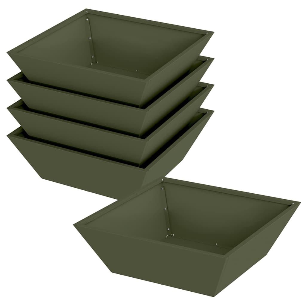 Vidaxl tuin bloempot 5 pcs olijf groen 50 x 50 x 15 cm