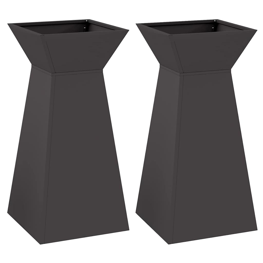 Vidaxl pilaar plantenbak 2 pcs zwart 35 x 35 x 73 cm