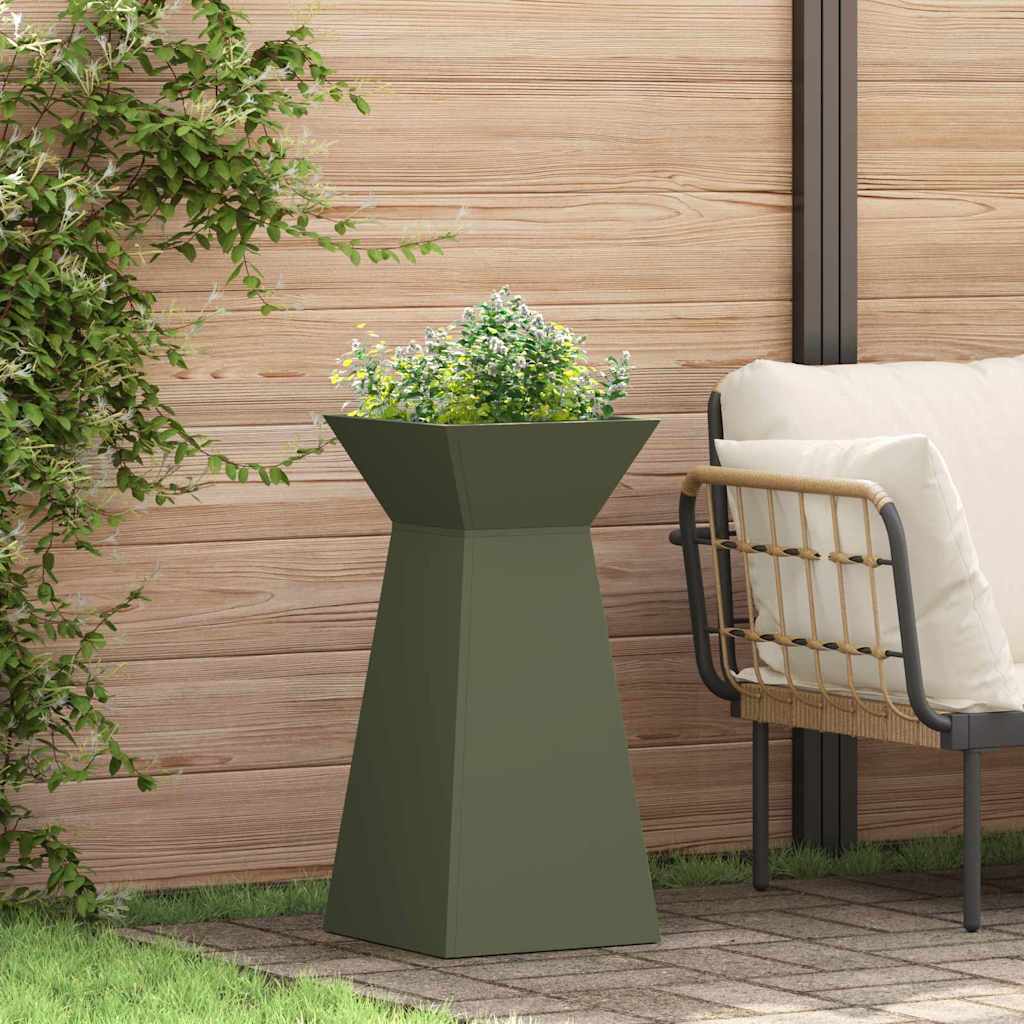 Vidaxl pilaar plantenbak olijfgroen 35 x 35 x 73 cm