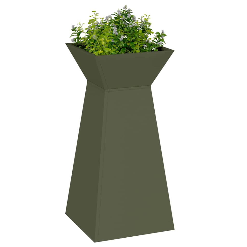 Vidaxl pilaar plantenbak 2 pcs olijfgroen 35 x 35 x 73 cm