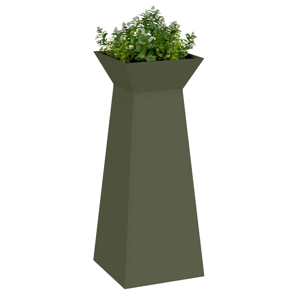 Vidaxl pilaar plantenbak olijfgroen 40 x 40 x 100 cm
