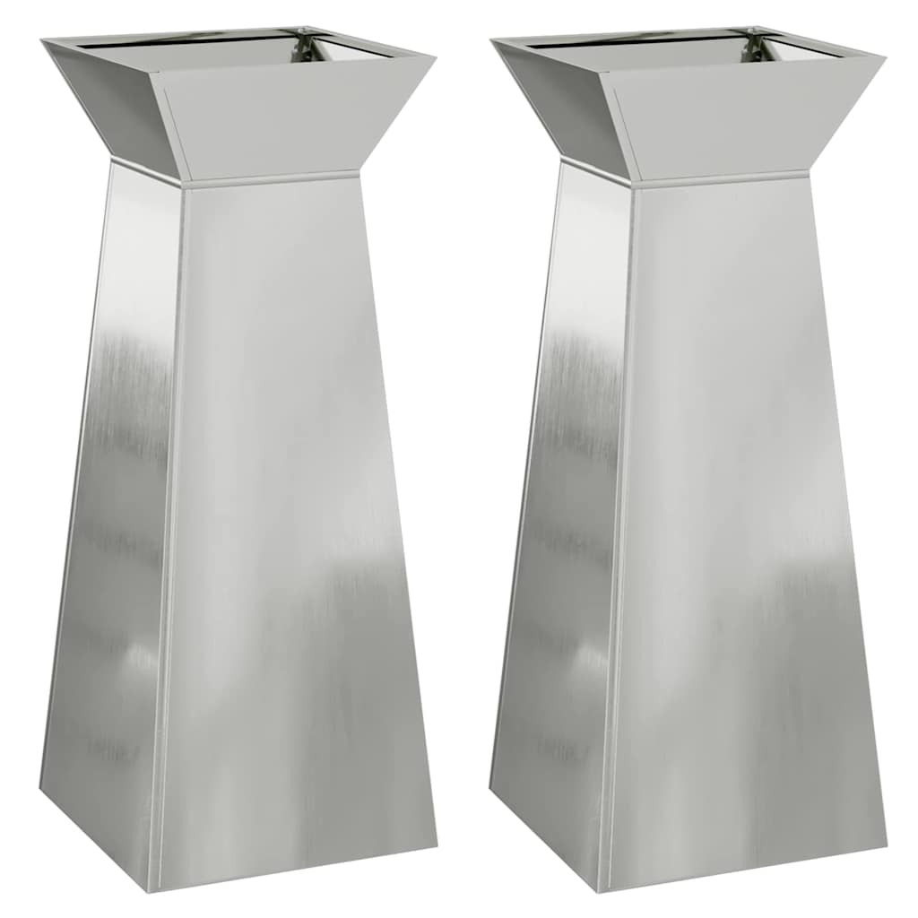 Vidaxl pilaar plantenbak 2 pcs zilver 40 x 40 x 100 cm