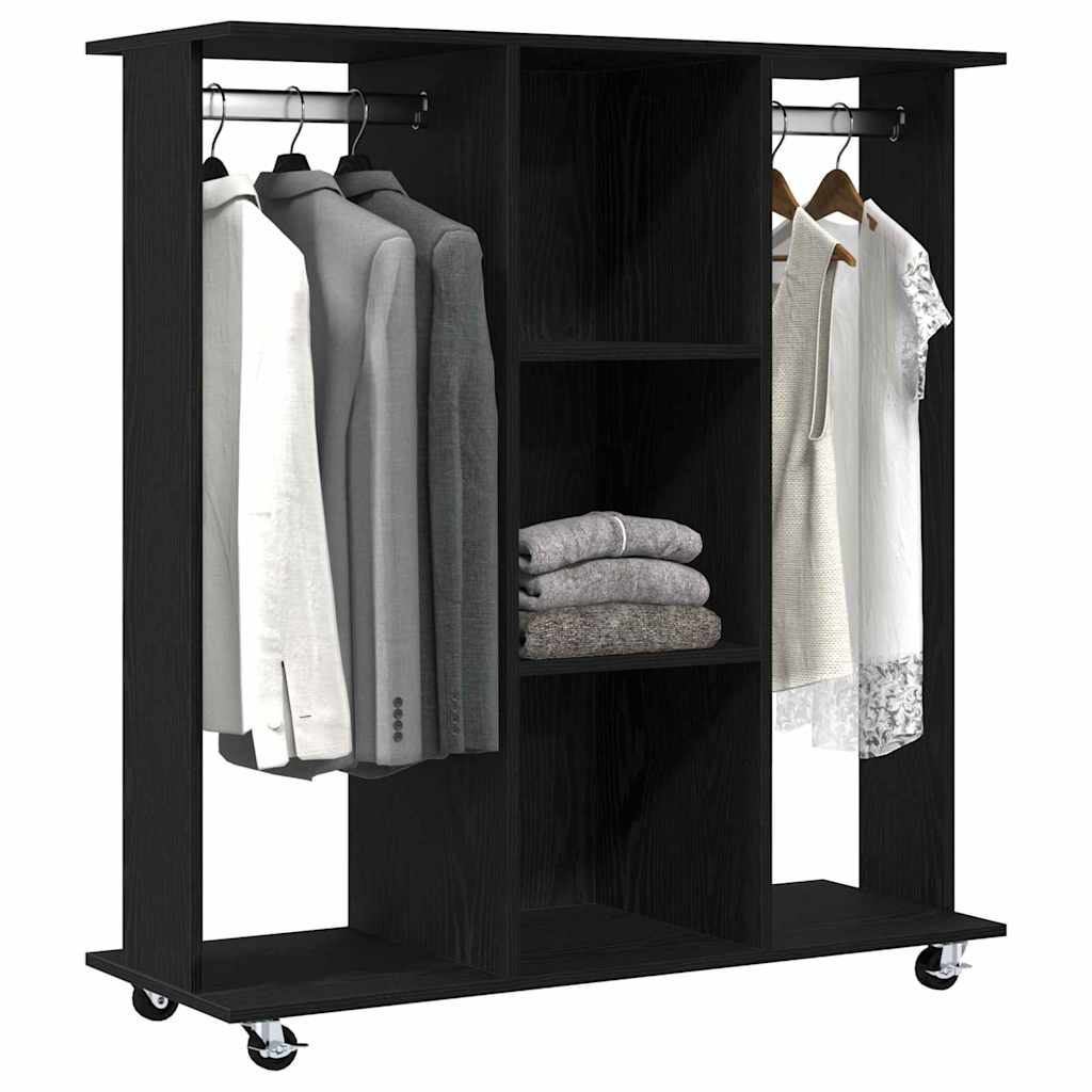 Vidaxl kledingkast met wiel zwart eiken 102 x 38 x 110 cm bewerkt hout