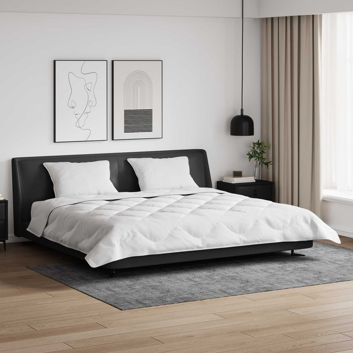 Vidaxl dekbed met kussens 3 pcs wit microfiber en dons feather