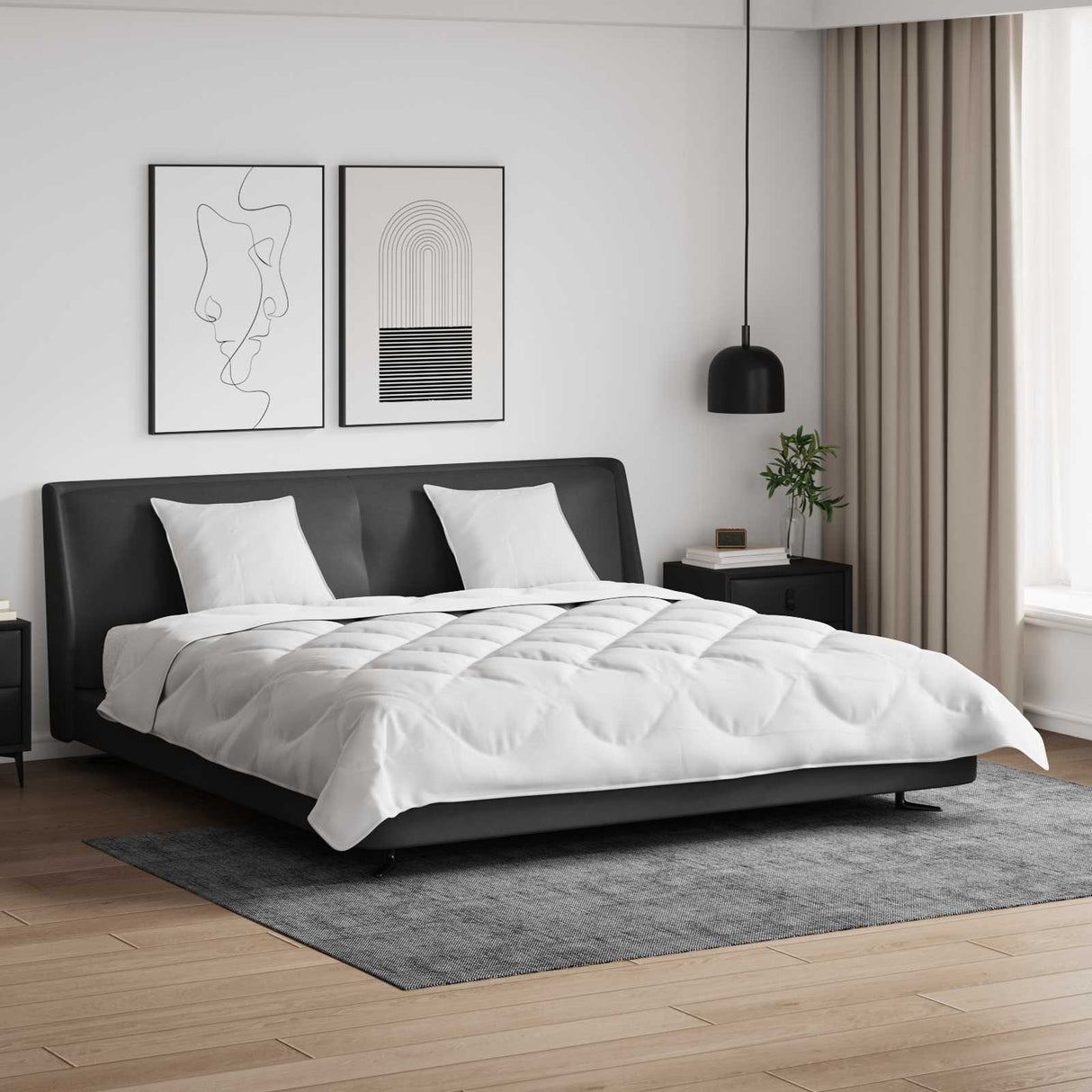 Vidaxl dekbed met kussens met kussen 3 pcs wit microvezel