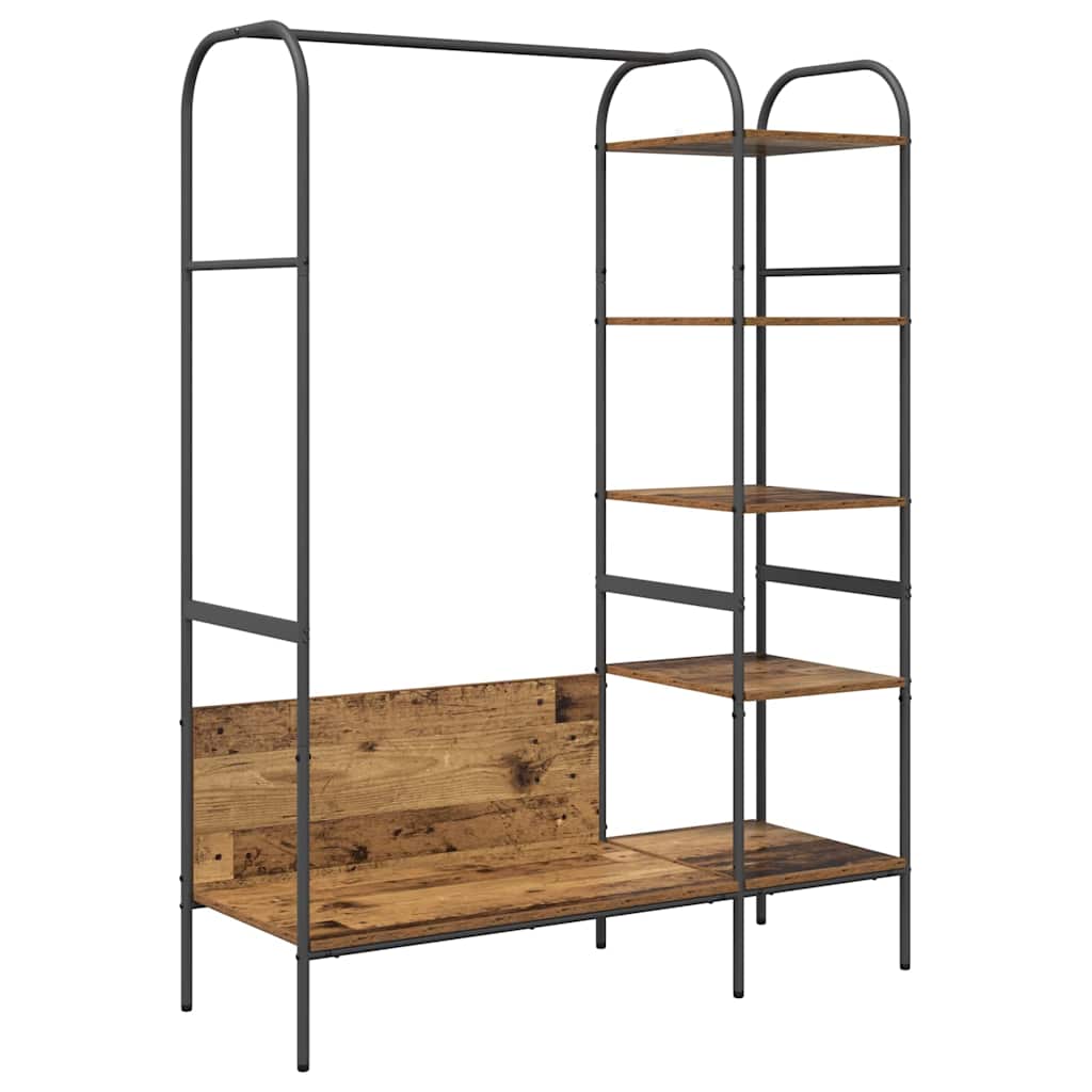 Vidaxl kledingrek met plank bruin 120 x 44 x 160 cm bewerkt hout