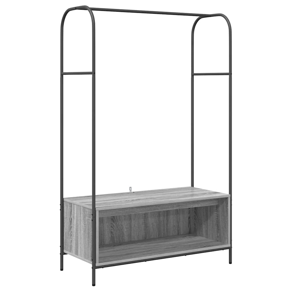 Vidaxl kledingrek met opslag grijs 100 x 44 x 160 cm bewerkt hout