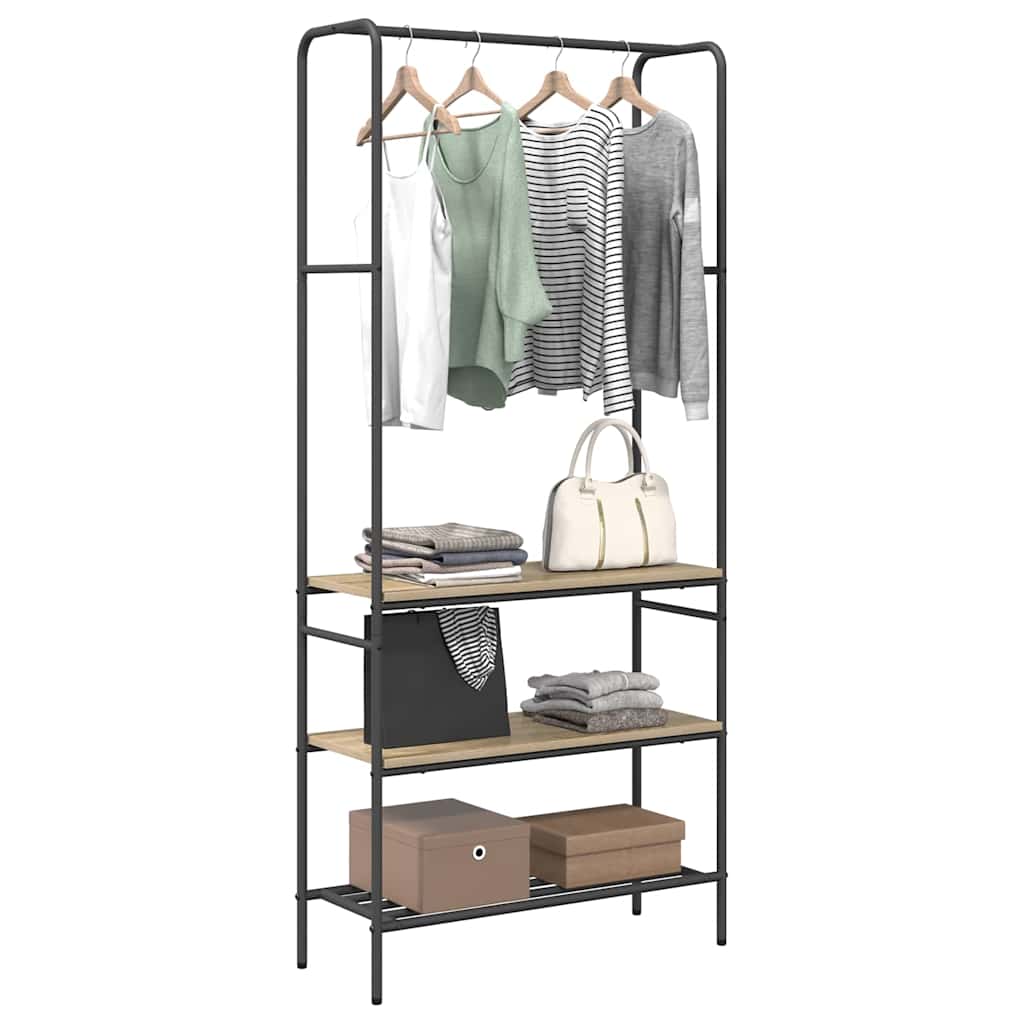 Vidaxl kledingrek met plank sonoma eiken 77 x 30 x 171 cm bewerkt hout