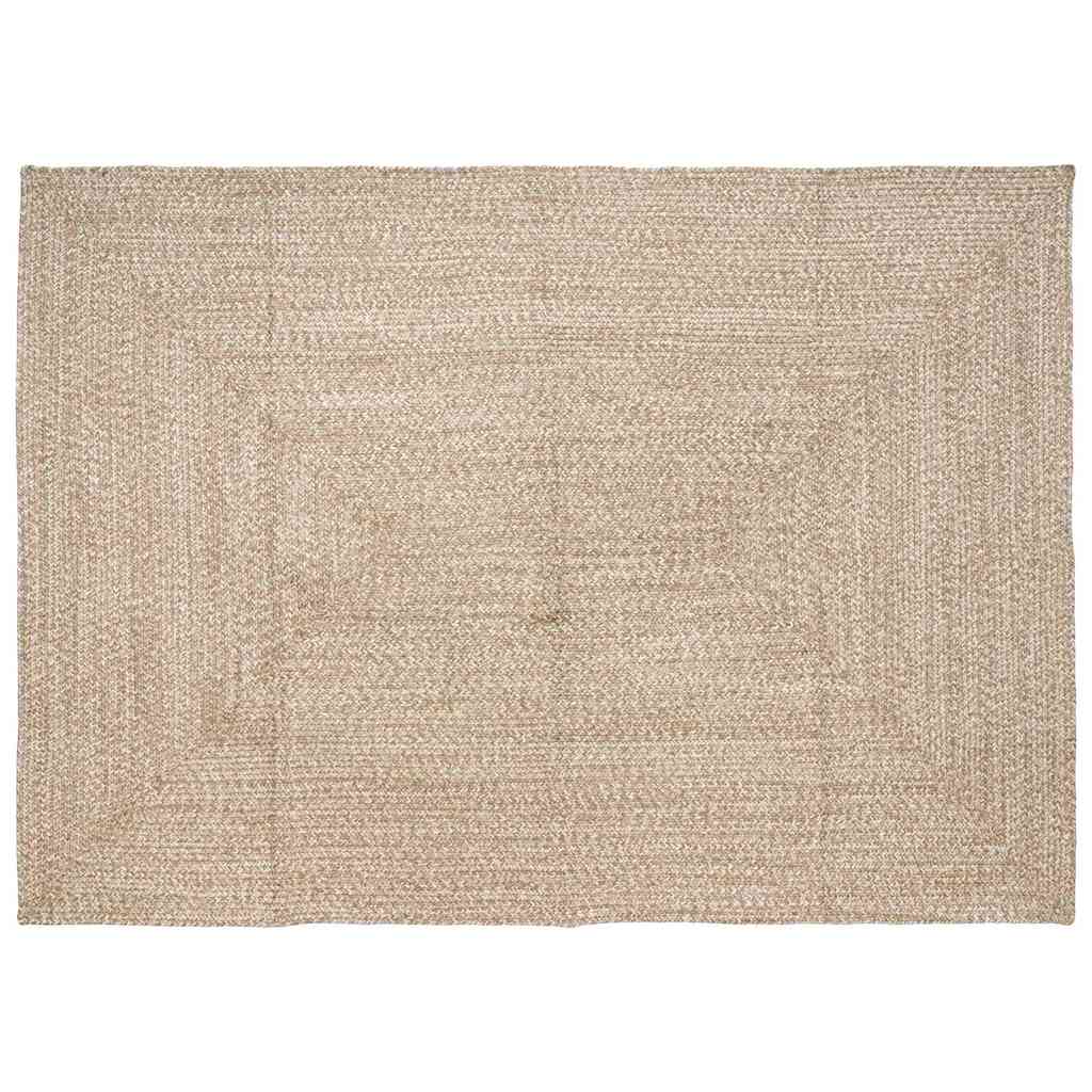 Vidaxl vloerkleden rechthoekig natuurlijk en wit 160 x 230 cm jute